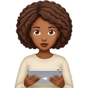 Black woman reading iPad sticker