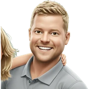 two boys sharing a grin sticker