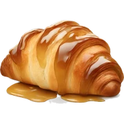 Almond croissant with a caramel syrup on it sticker