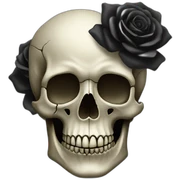 Skull with black roses surrounding it sticker