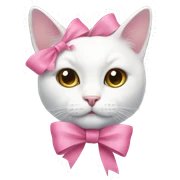 White cat with pink bow sticker