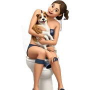 intimate bathroom moment with dog sticker