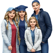 happy girls in denim hats sticker