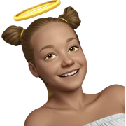 smiling girl with halo sticker