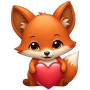 Baby Fox holding heart sticker