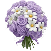 White and light purple cascading bouquet  sticker