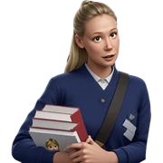 student holding a book sticker
