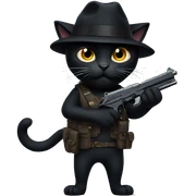 Black Cat holding a gun sticker