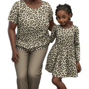 smiling girl in leopard dress sticker