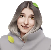 smiling girl with leaf portrait sticker