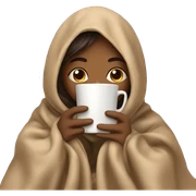 girl inside a blanket sipping coffee eyes closed sticker