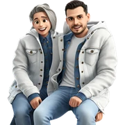 smiling boy in denim jacket sticker