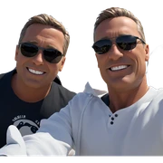 happy boys outdoors with sunglasses sticker