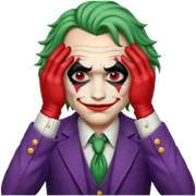 Joker covering his eyes with his hands  sticker
