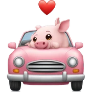 Car de cerdito con corazones sticker