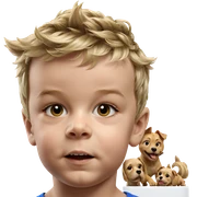 blonde boy with dog sticker