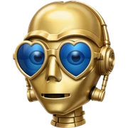 C-3PO wearing a pair of navy-blue heart shaped sunglasses  sticker