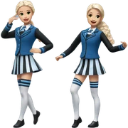 Good time Barbie enid sinclair from Nevermore academy in blue and black vertically striped school uniform dancing to music  sticker