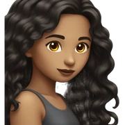 Long Black wavy hair girl dark dark brown eyes and hazel in sun sticker