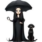 Fun Morticia Addams at a rainy funeral holding umbrella. funeral veil,gloves, holding small clutch.Palm Beach Honey Barbie  sticker