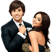 smiling couple in formal attire sticker