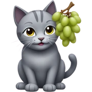 Grey cat with grapes in new year sticker