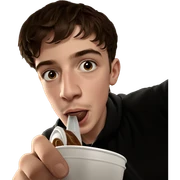 boy with brown hair drinking sticker
