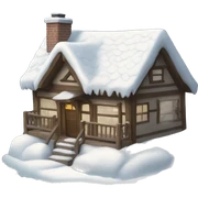 snow-covered cottage sticker
