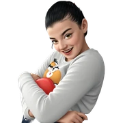 smiling girl with black hair sticker