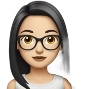 Cute white girl glasses black straight hair sticker