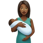 African Mom holding newborn baby sticker