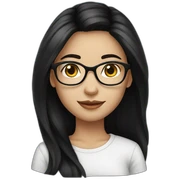 Girl white skin black hair eyeglasses sticker