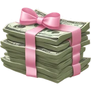 stack of money with baby pink bow sticker