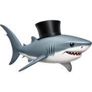Shark with a top hat sticker
