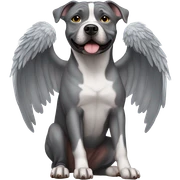 Grey staffy dog with wings sticker
