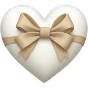 white heart with beige bow sticker