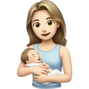 white pale brunette girl holding baby sticker