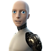 bald android with blue eyes sticker