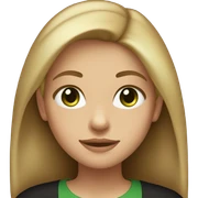 Girl with light brown shoulder length hair and green eyes with long sleeve black top sticker