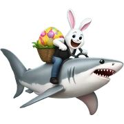easter bunny riding a shark  sticker