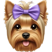 yorkie wearing a bow sticker