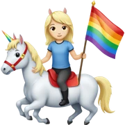 Ein blondes Mädchen mit gay Flagge was auf Einhorn reitet neben Ein junge mit schwarzen Haaren das auch auf Pferd reitet sticker