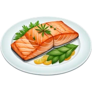 Plate of grilled salmon  sticker