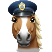 Horse wearing police hat sticker