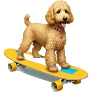 Goldendoodle riding a long board sticker
