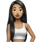 girl, long hair, front hair, black hair,  sticker