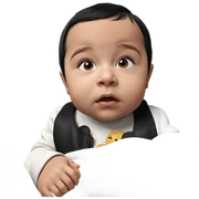 realistic baby with black hair sticker