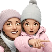 playful girls in winter coats sticker