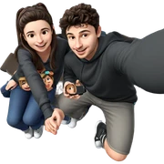 smiling girl and boy selfie sticker