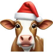 Cow wearing Santa hat sticker
